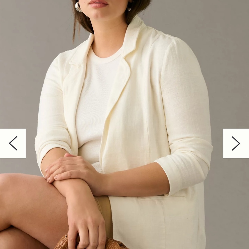 Linen Tulip Blazer by Anthropologie – Lightweight Linen Viscose Layer, Size 6 - Picture 2 of 14